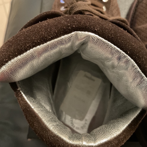 Authentic Chanel Suede Lace Up Booties CC Logo size 10.5 fits size 9 US. - Picture 6 of 7